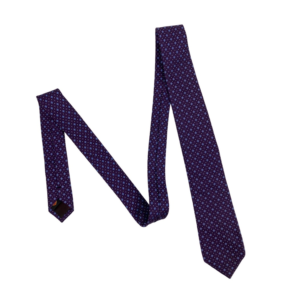 English Laundry Necktie Mens OS Purple Geometric Silk Medallion Tie 57"X3"